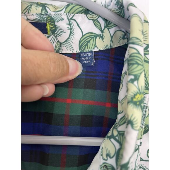 William Murray Green White Floral Performance Golf Stretch Button Down Shirt XL - Picture 4 of 8